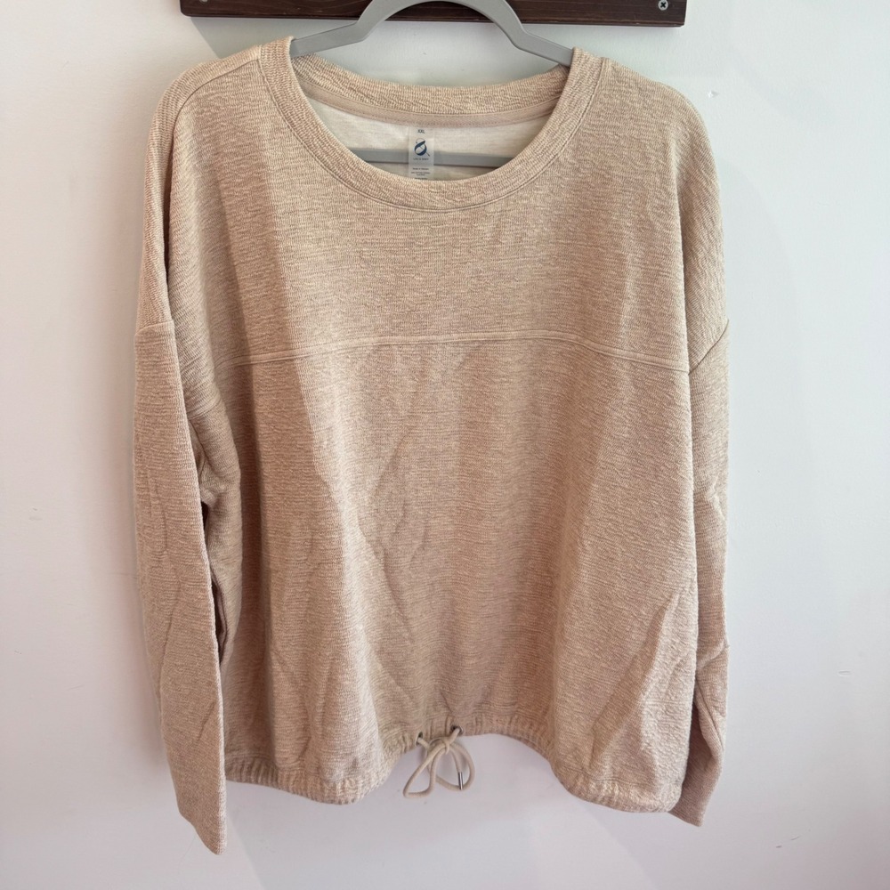 Lou & Grey Womens XXL Beige Oatmeal Heather Drawstring‎ Hem Sweatshirt Pullover
